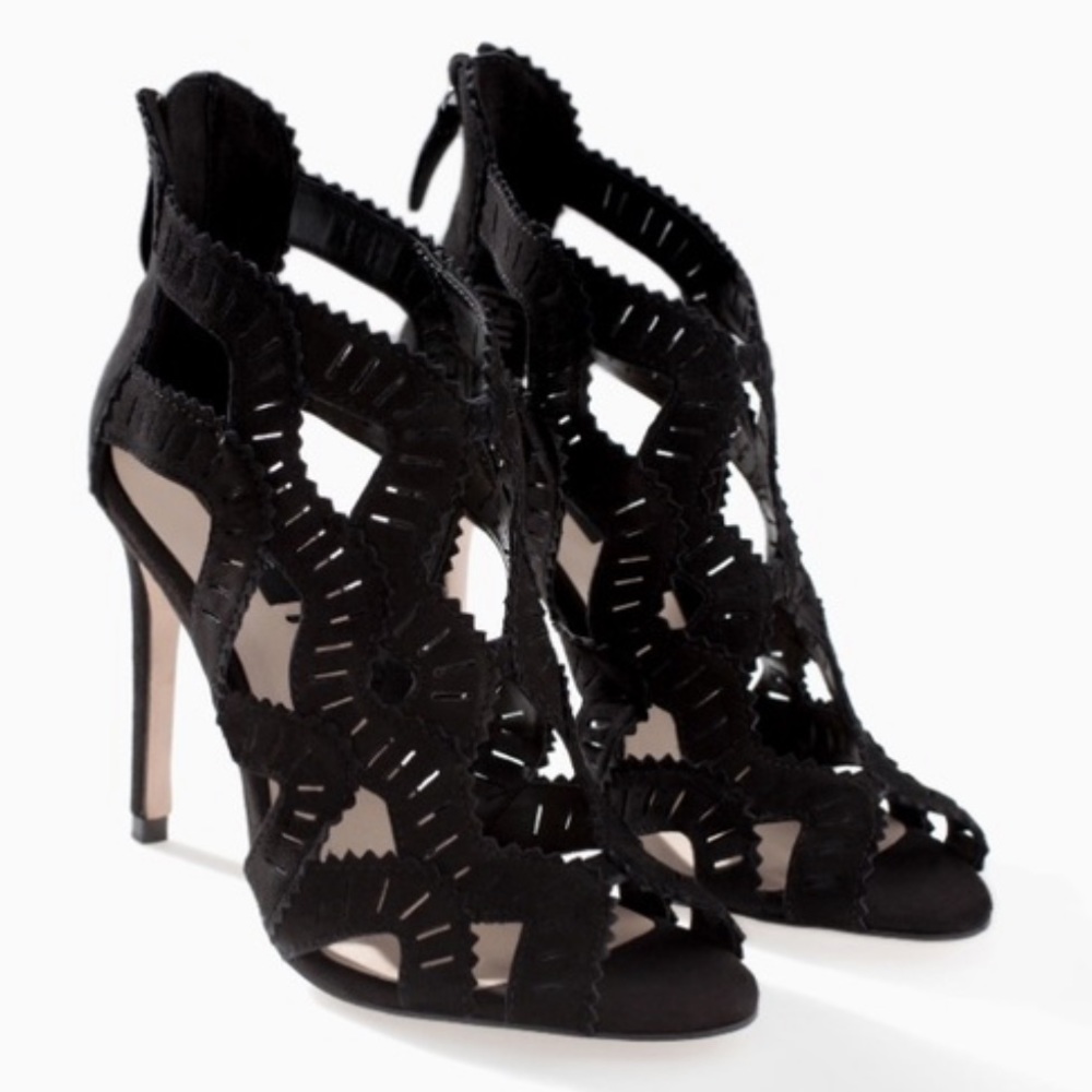 Zara Leather Crisscross High Heel Sandals